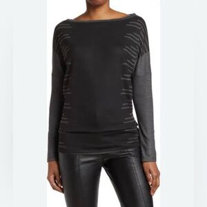 Go Couture Black and Gray Women's Top